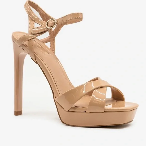 Nude patent strappy heeled sandals - Picture 8 of 13